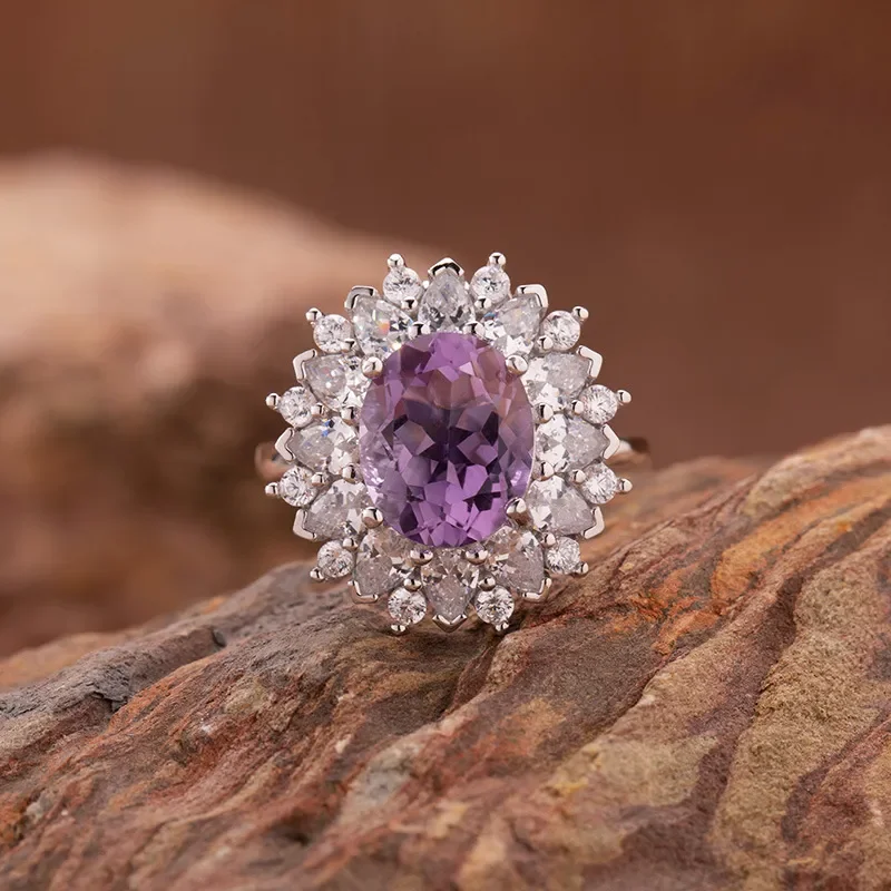 Live Color Treasure Jewelry Natural Citrine Amethyst Topaz Ring Jewelry Pendant Dual-Use S925 Silver