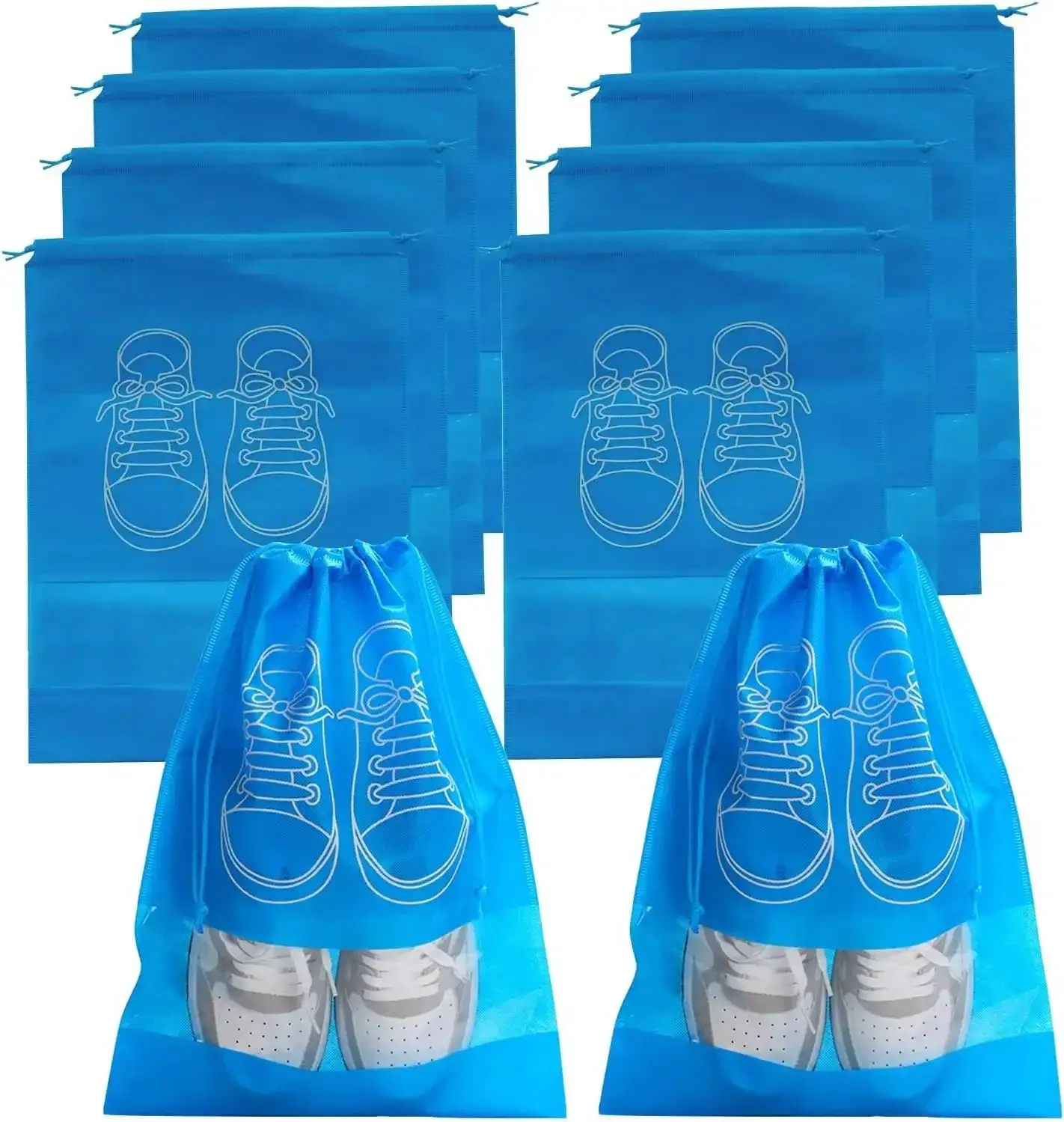 20/10pcs Shoes Storage Bag Closet Organizer Non Woven Travel Portable Bag Waterproof Pocket Clothing Classified Draw Hanging Bag