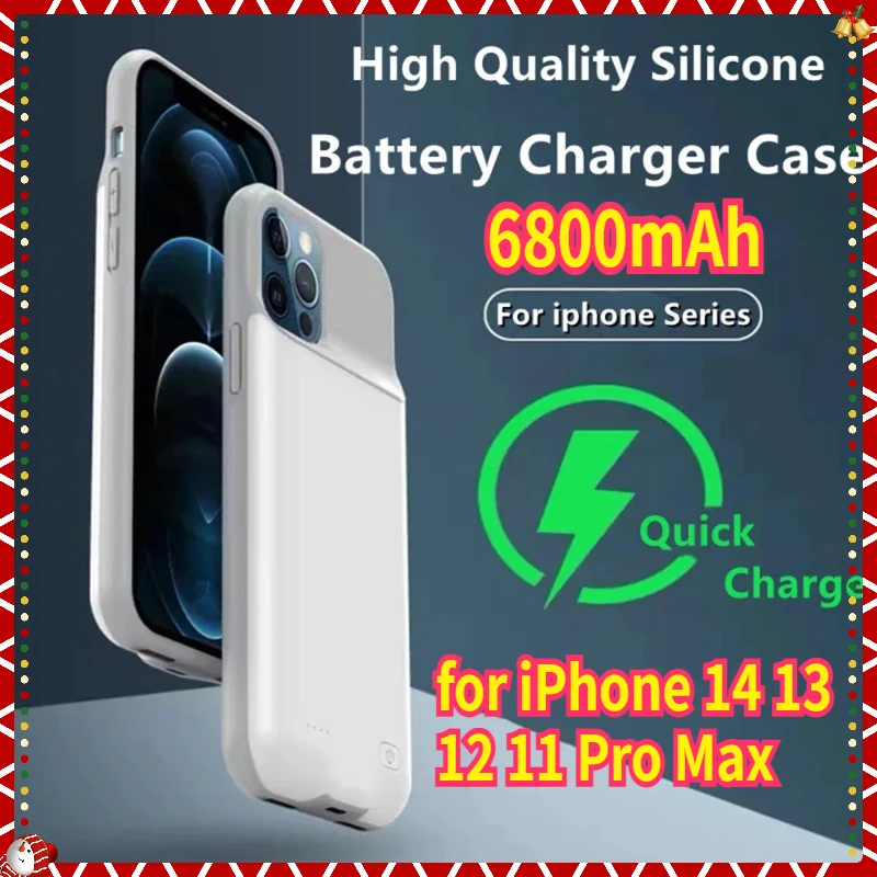 

Battery Case for iPhone 16 15 14 13 12 11 Pro Max Portable Power Bank Charging Charger Cover for iPhone XS Max XR 7 8 Plus SE2