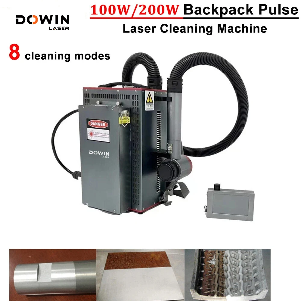100W 300W Backpack Pulsed   Cleaning Machine for Rust Coating Paint Oil Stains   Graffiti