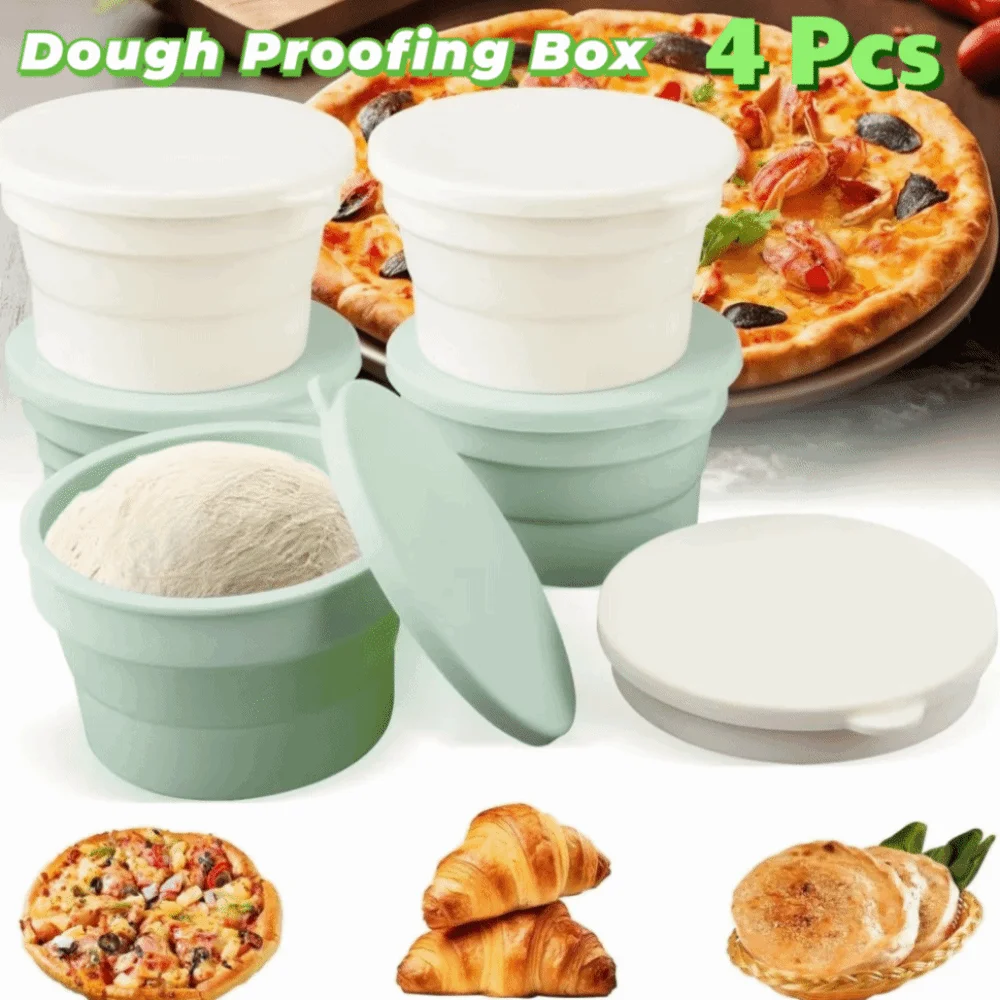 Collapsible Silicone Pizza Dough Proofing Box with Airtight Lid Non-Stick Dough Fermentation Box Round Pizza Dough Rising Box