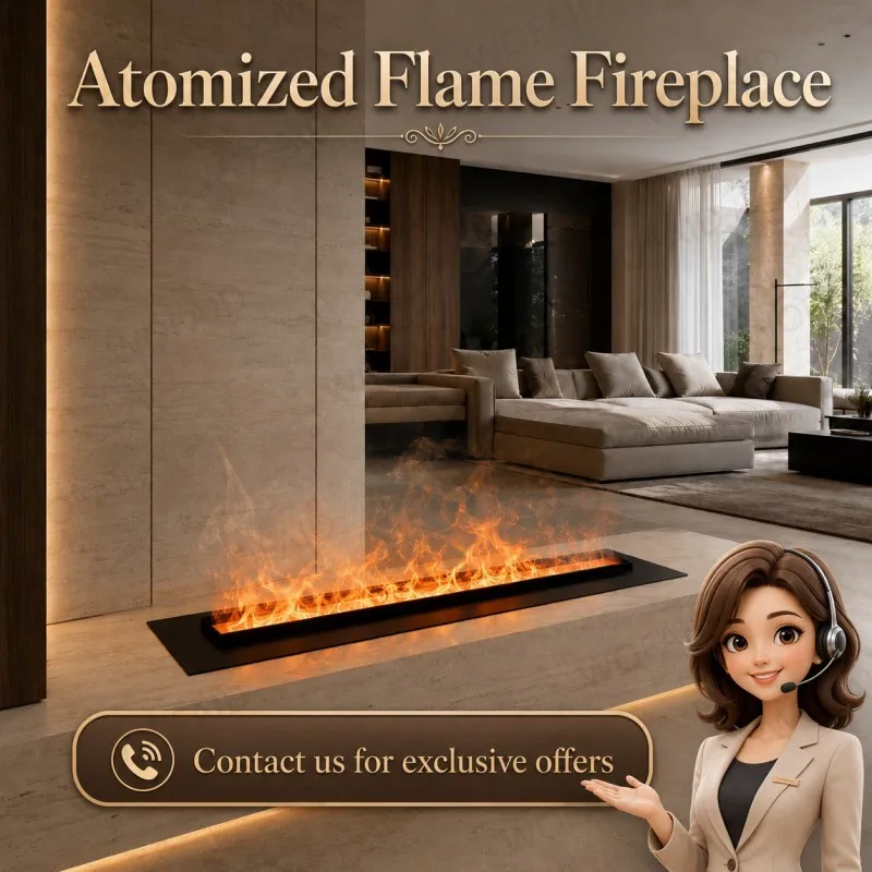 WOFAID Smart Water Vapor Electric Fireplace 3D Mist Flame APP Control Child Lock 6L Tank Crackling Sound for Living Room Home