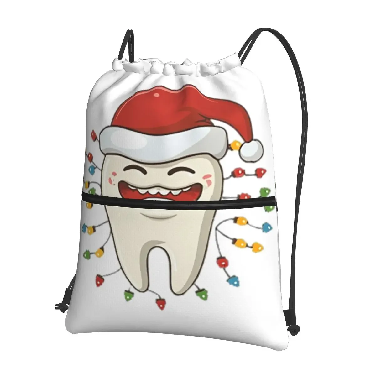 Merry Orthochristmas! Spread Cheer With Santa-Tooth For Dental Pros Backpacks Drawstring Bag Storage Bags For School Students