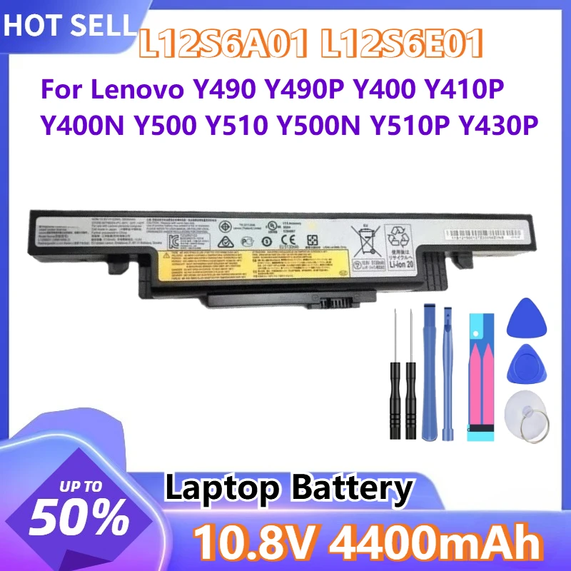 

For Lenovo Y510P Y430P Y490 Y490P Y500N Y400 Y500 Y510 Y410P 10.8V 4400mAh Laptop Battery L12S6A01 L12S6E01 +tools