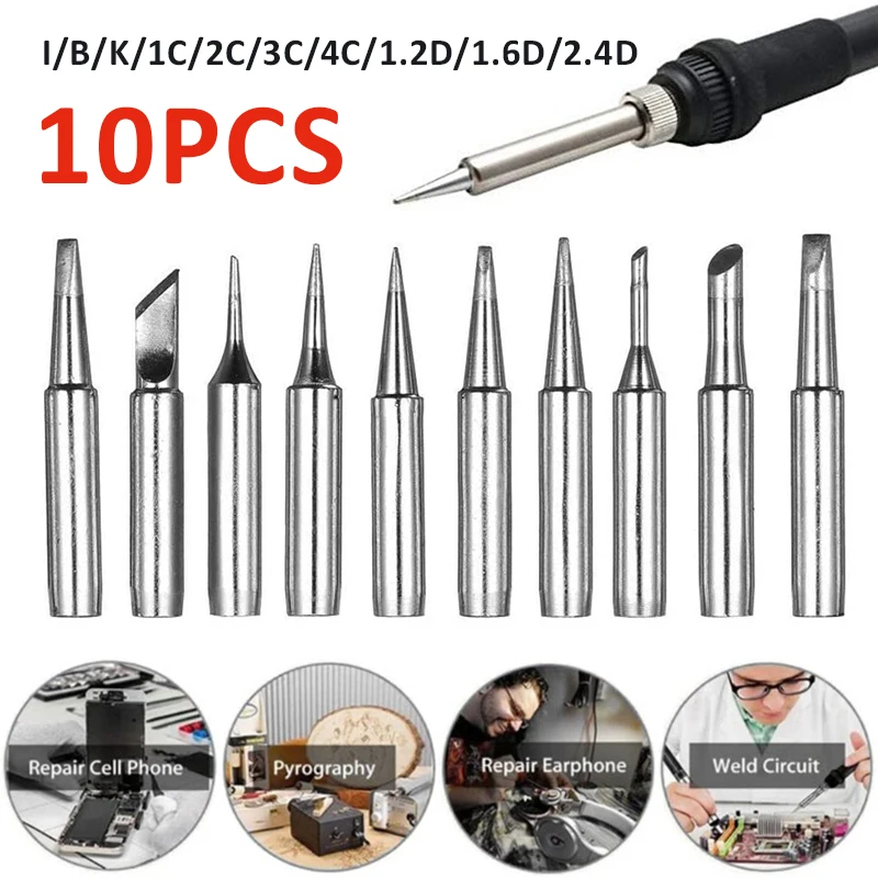 10Pcs Solder Screwdriver Iron Tip Set 900M-T For Hakko Soldering Station Tool