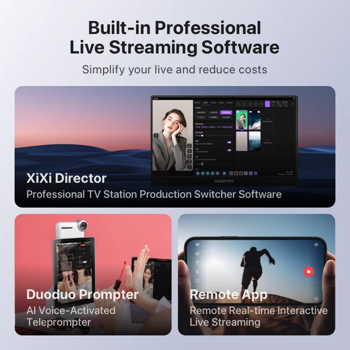 CADOTHY-Suporte a múltiplas plataformas para transmissão ao vivo, câmera HD, streaming Box com pano verde, monitor de placa de som