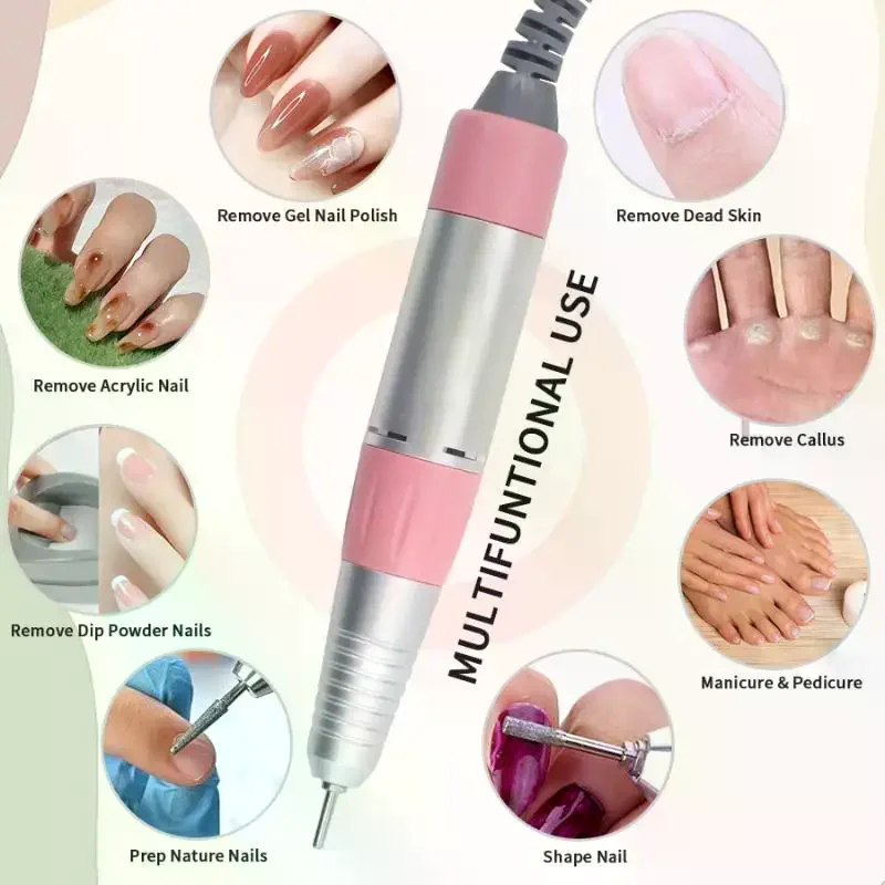 Rękojeść do elektrycznej frezarki do paznokci 35000 obr./min, 5 pinów, wymienna końcówka do pedicure, narzędzie do manicure, akcesorium kosmetyczne
