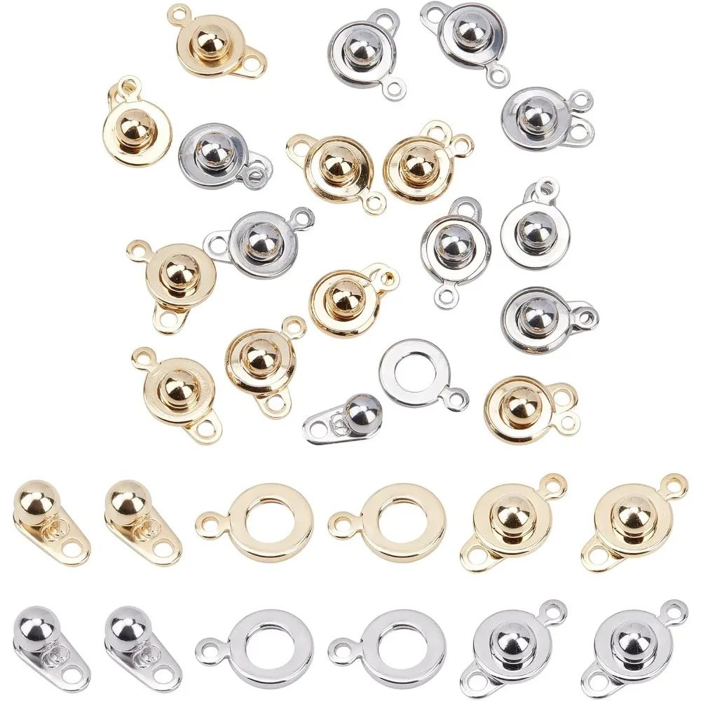 

1 Box 20 Sets 2 Colors 15mm Snap Button Clasp Stainless Steel Snap Clasps Fastener Clasp Socket Snap Clasps Jewelry Clasps