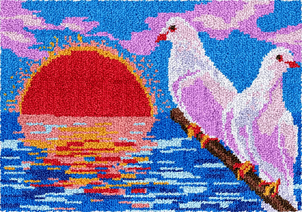 

Sunrise Seagull, большая защелка, крючок, наборы для изготовления ковров, хобби, ковер, вышивка, пластиковая канва для взрослых, домашний декор, knoopkussen, упаковка