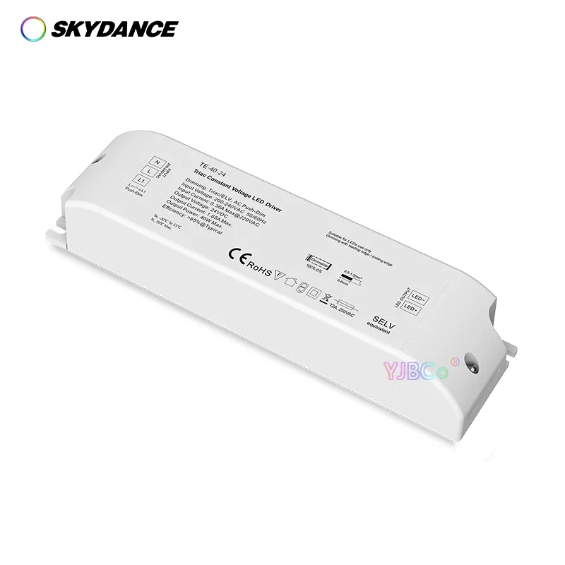 Imagem -04 - Skydance-triac Regulável Única Cor Led Driver 40w 75w 12v 24v Elv ac Push-dim Escurecimento Interface Fonte de Alimentação