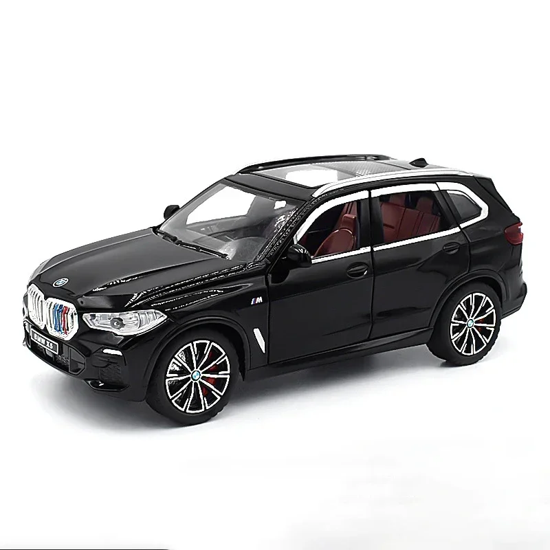 Modèle de voiture en alliage moulé sous pression et véhicules jouets, son et lumière, dos côtelé, cadeaux de jouets, BMW X5 SUV, 1:24