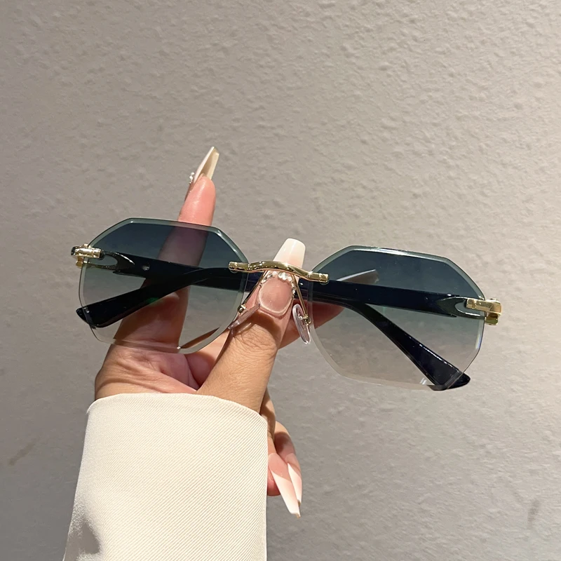 KAMMPT Randlose Polygon-Sonnenbrille für Herren 2026 Neu Farbverlauf Vintage Casual Shades Damen Trendige Luxusmarken-Design Sonnenbrillen