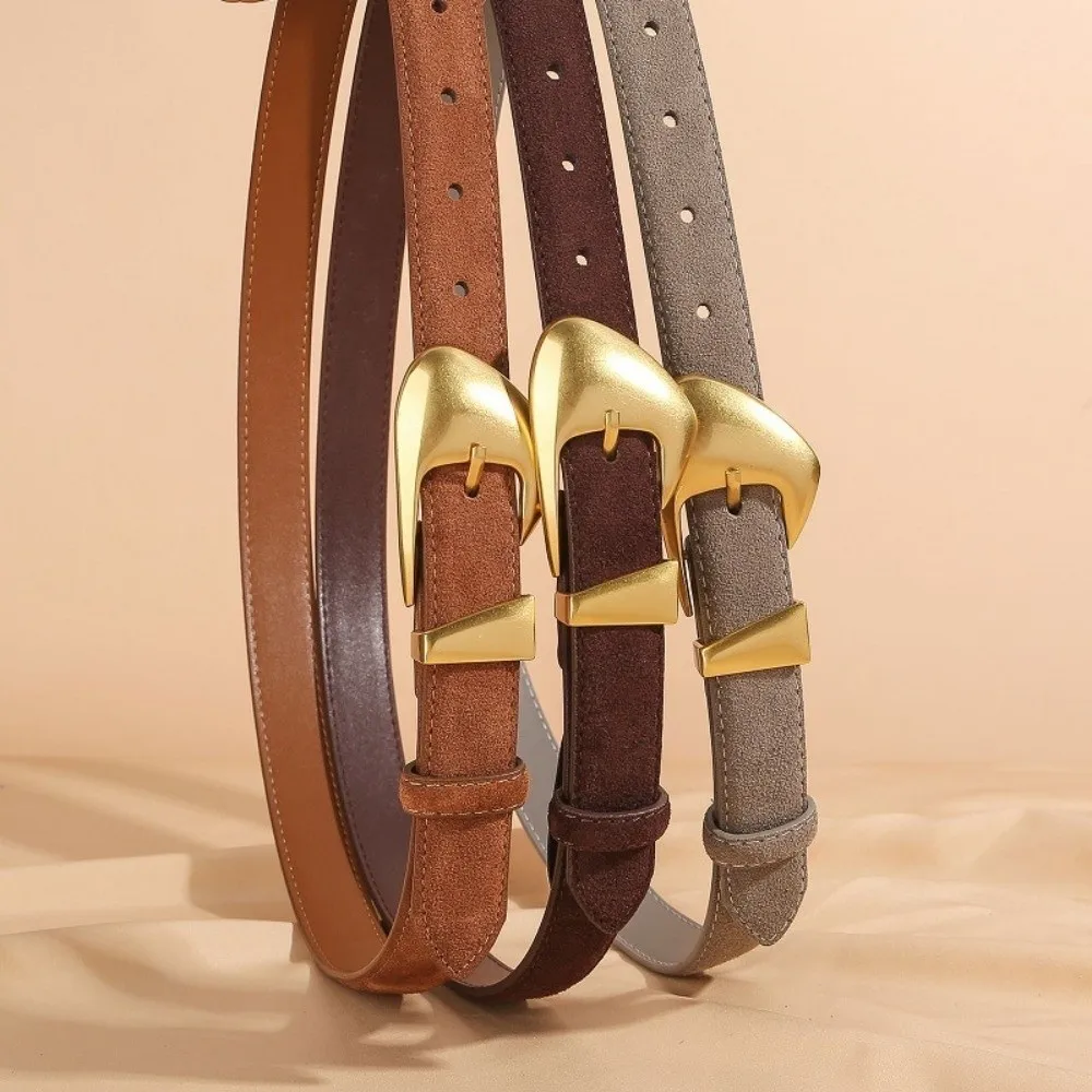 Роскошный замшевый ремень из воловьей кожи с золотой пряжкой, однотонные брючные ремни, универсальный деловой поясной ремень
