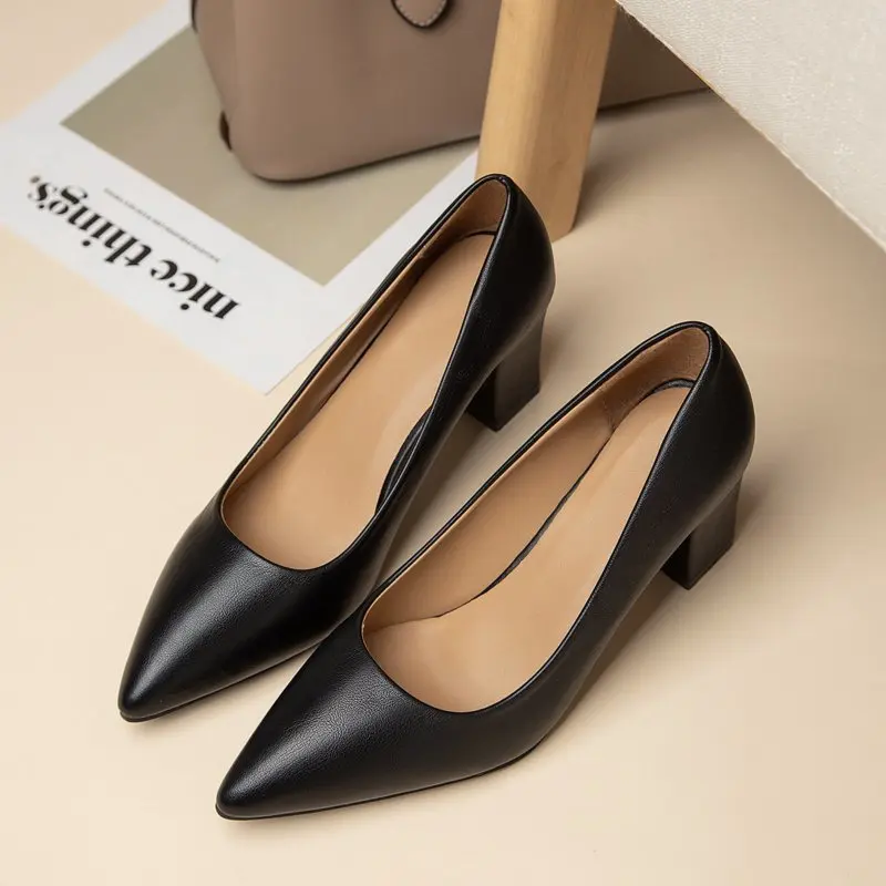 New High Heel Shoes Pointed Shallow Patent Leather High Heels Fashion Elegant Shoes Women Thin Heel Platform Work Shoes Pumps