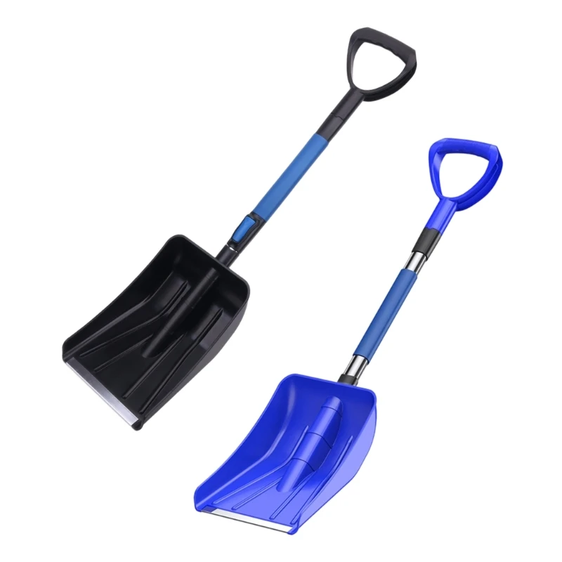 Plastic Snow Shovel, Telescopic Snow Shovel with Removable Handle Components, Ribbed Blade and D-Grip for Moving and D7YA