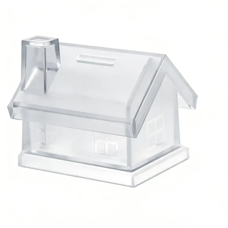Creative Small House Shaped Transparent Piggy Bank PS Material Simple Design Chimney Style Money Box Wholesale
