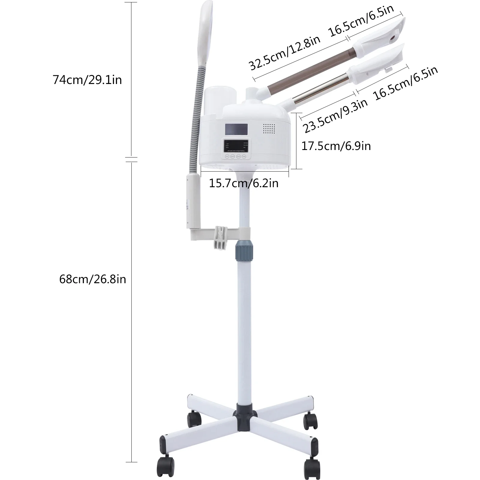 Professional 3 in 1 Facial Steamer Beautician Steamer Deep Cleaning w/Hot and Cold Nozzle LED Magnifying Lamp  Salon Spa