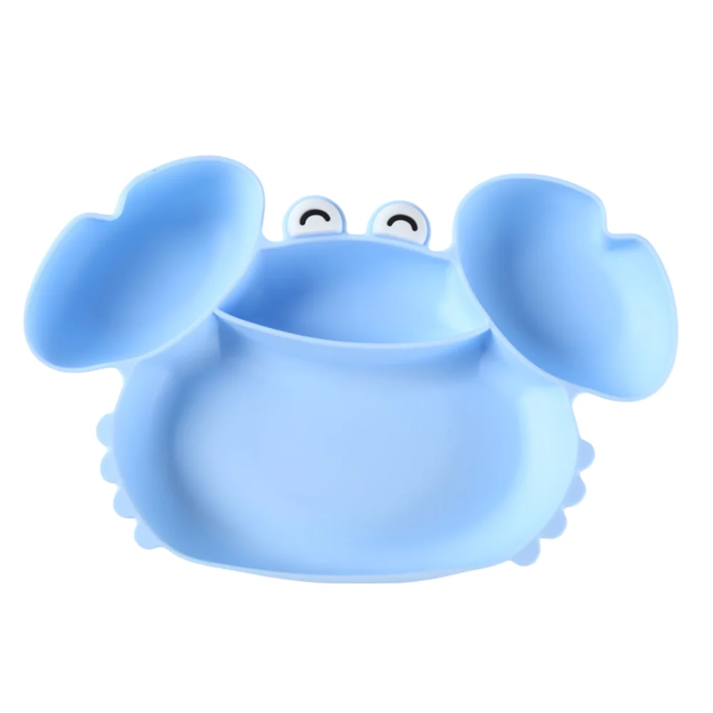 

Portable Children Crab Silicone Suction Bowls Flexible Waterproof Baby Compartmentalized Dinner Plate Cartoon with Suction Cups