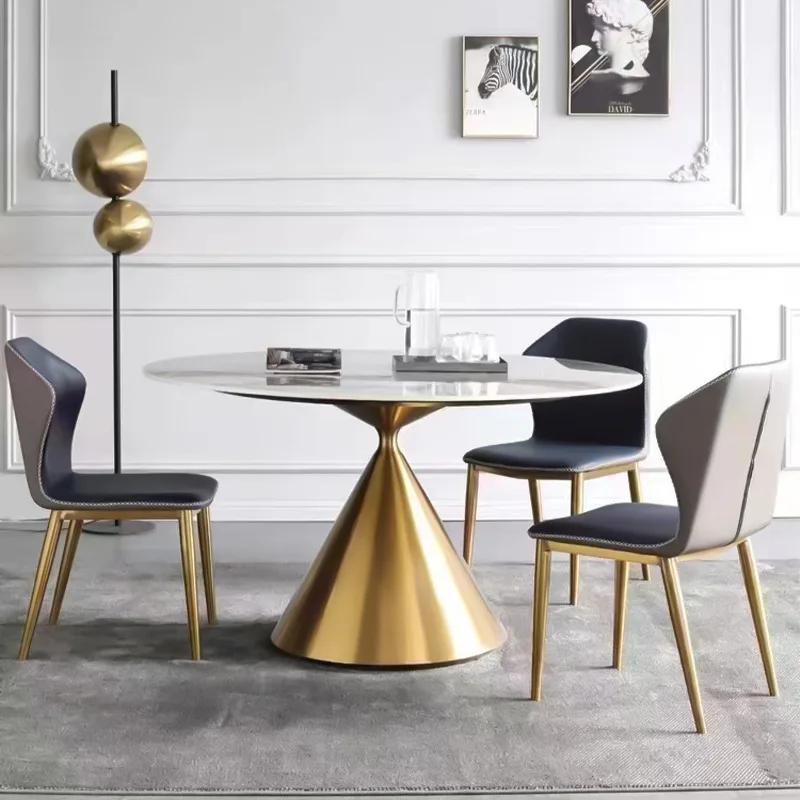 Modern Design Restaurant Metal Base Gold Dining Table 4 6 Seats Chair Set Home Furniture