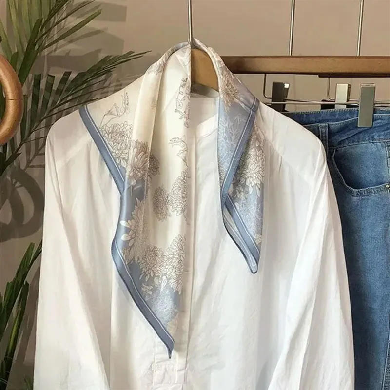 

100% Natural Real Silk Scarf Women Bandana Square Scarves Wrap Kerchief elegant Spring Fashion Luxury High Quality Hijab brand