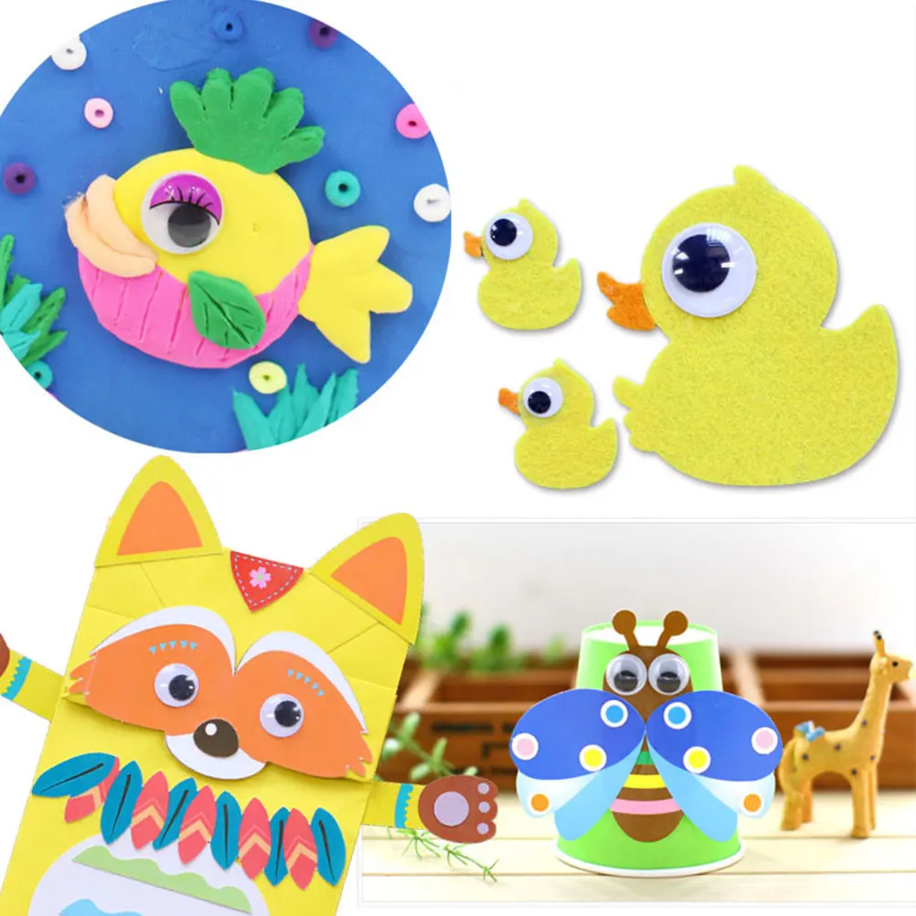 

300 Pcs Simulation Animal Eyes Self-adhesive Style Plastic Eye for DIY Toy Scrapbooking Crafts Projects (Mixed Size)