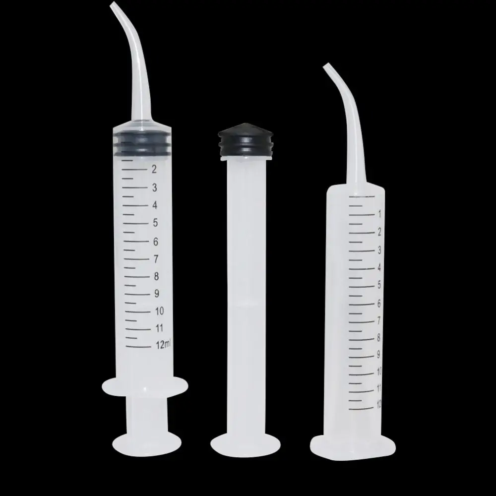 10pcs 12ml Plastic Syringe Needleless Syringe Elbow Syringe Bird Feeding Breast Feeding Medicine Feeder