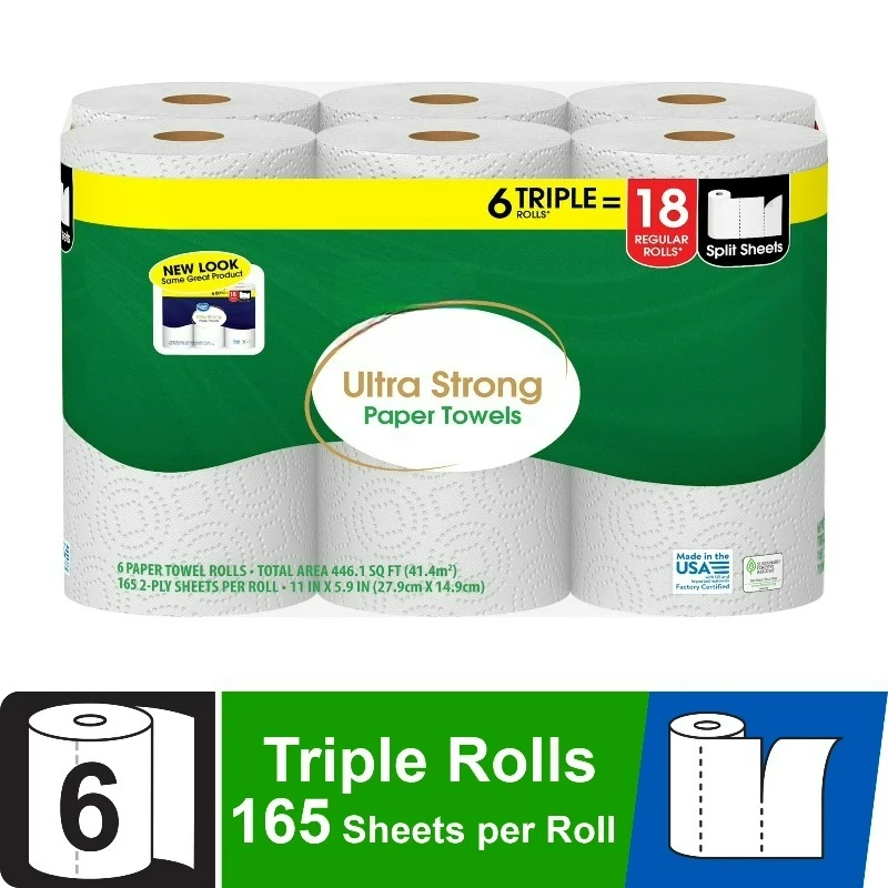 

Ultra Strong Paper Towels, 6 Triple Rolls