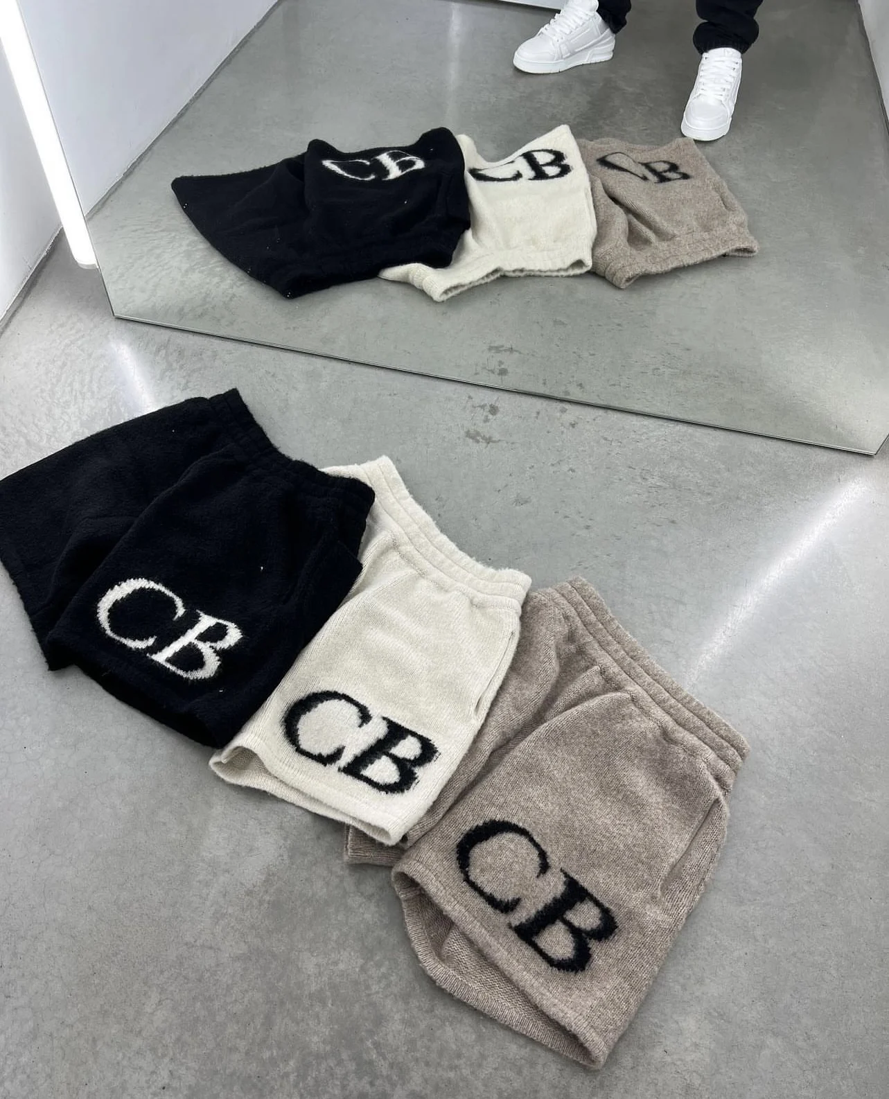 

2026ss Summer CB Logo Women Men Knit Shorts Jacquard Wool Drawstring Shorts Streetwear