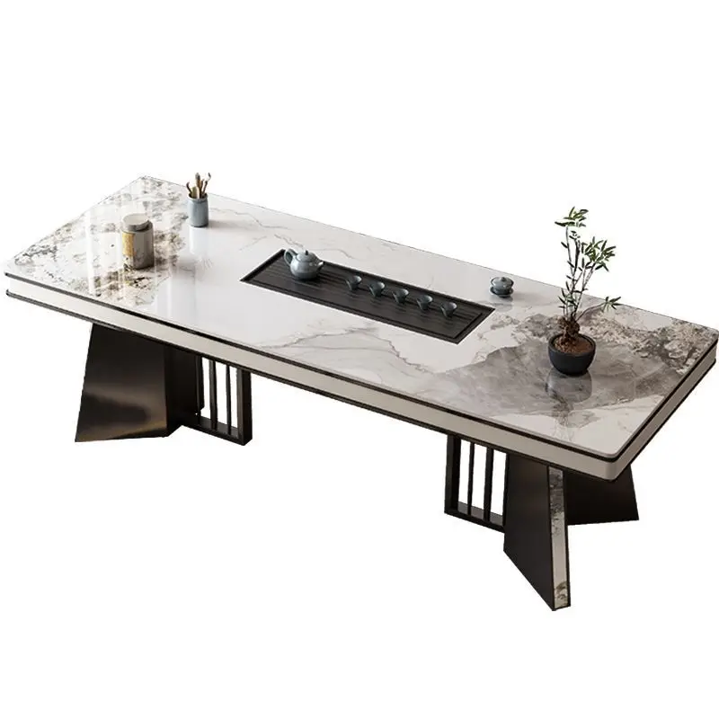 

Rock slab tea table Modern tea table and chair combination Simple and light luxury