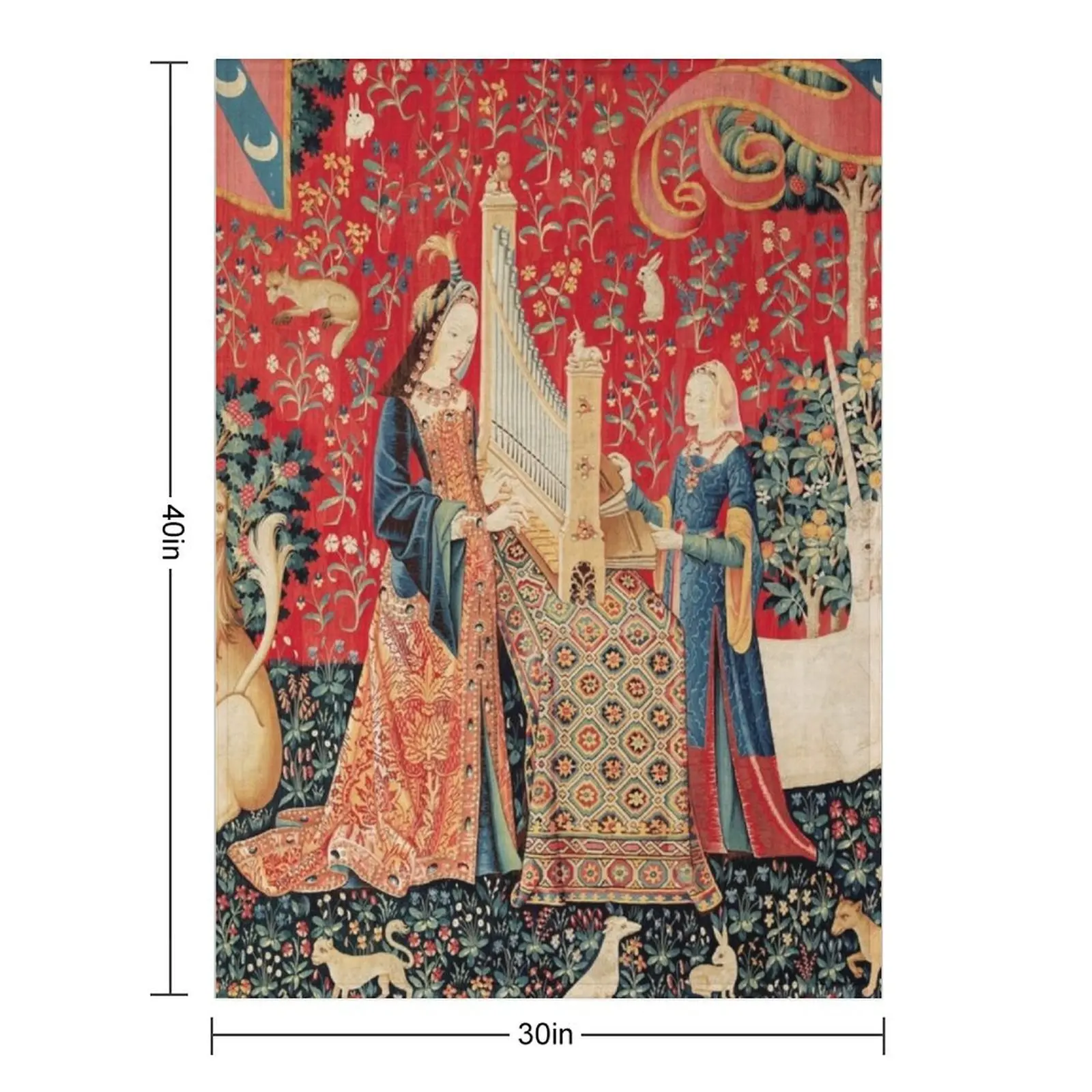 UNICORN AND LADY PLAYING ORGAN WITH ANIMALS , Hearing Throw Blanket Kid'S blankets ands sofa bed warm for winter Blankets
