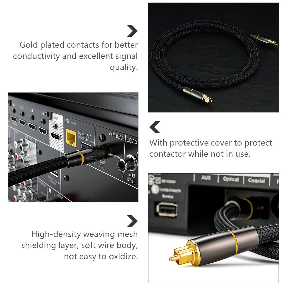 

Optical Audio Cable Protective Cover Durable 1 Meter Optic Male to Male Cord Digital Audio Cable for Sound Bar