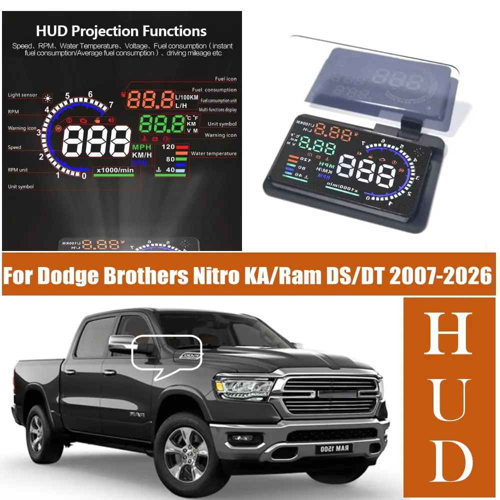 Car HUD Head Up Display LED Windshield Projection For Dodge Brothers Nitro KA 2007-2012 Ram DS 2009-2018 DT 2019-2026