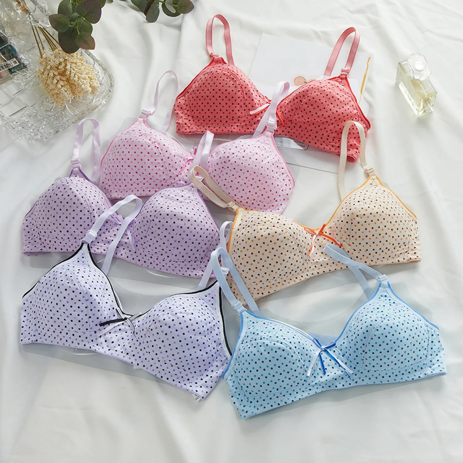 

Summer Girl Adolescent Puberty Development Bra Fashionable Comfort Daily Versatile Casual Solid Color Printed Soft Girls Bras