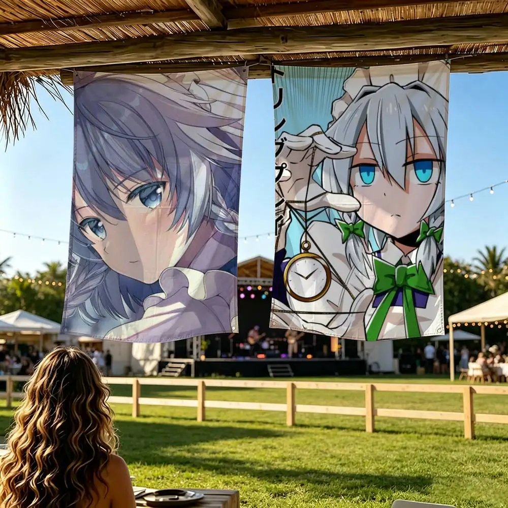 Izayoi Sakuya TOUHOU Project Flag Digital Printing Banner for Garage Wall Out Door Decoration