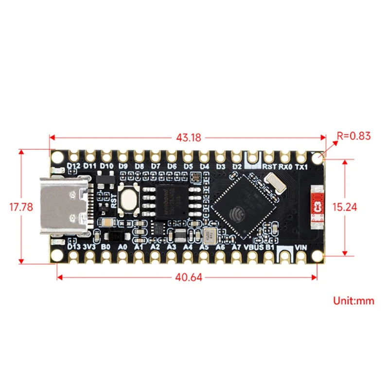 1 قطعة ESP32 S3 لوحة تطوير نانو ESP32-S3R8 رقاقة سوداء متوافقة مع اردوينو نانو ESP32 لـ Micro-Python أو Iot