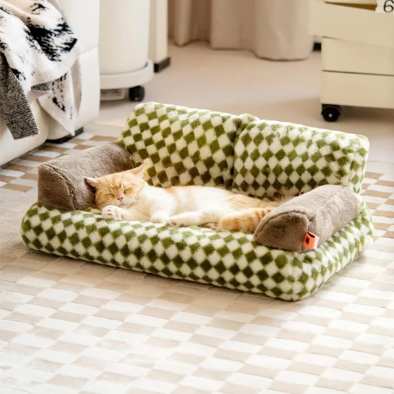 Pet Couch Bed, Washable Cat Beds for Medium Small Dogs & Cats up to 25 lbs, Dog Beds with Non-Slip Bottom