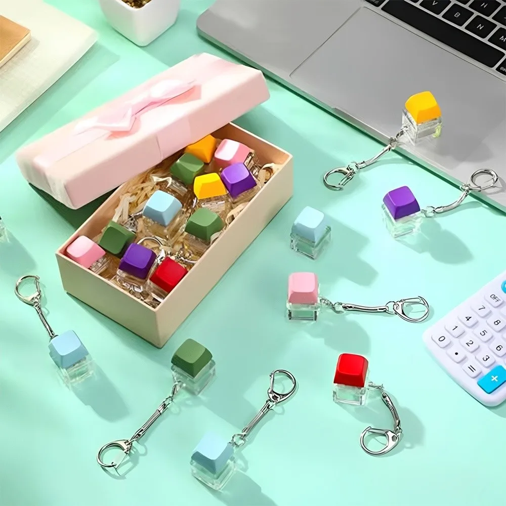 New DIY Keyboard Fidget Keychain Keys Button Keycap Finger Keyboard Caps Relief Stress Pass The Time Pinch Toy