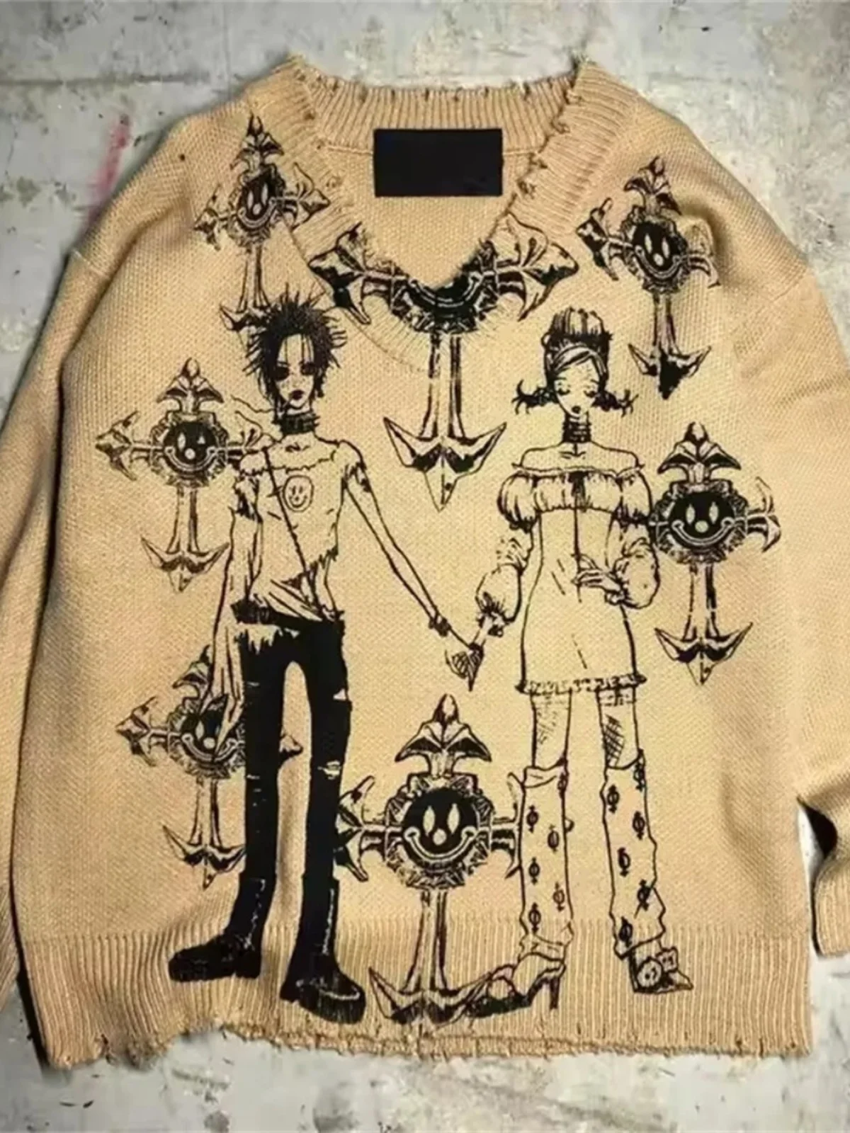 

ex Винтажный свободный свитер с капюшоном Crew Ne, повседневный вязаный свитер Faion Long Sve для осенней повседневной носки, удобный крой