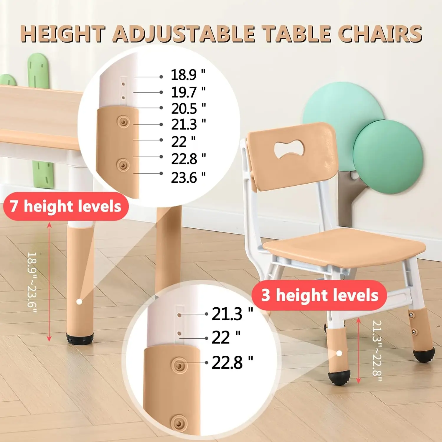 Conjunto de mesa e cadeira para criança ajustável em altura, mesa Graffiti, pernas antiderrapantes, artes e ofícios, 6 cadeiras para idades 2-12