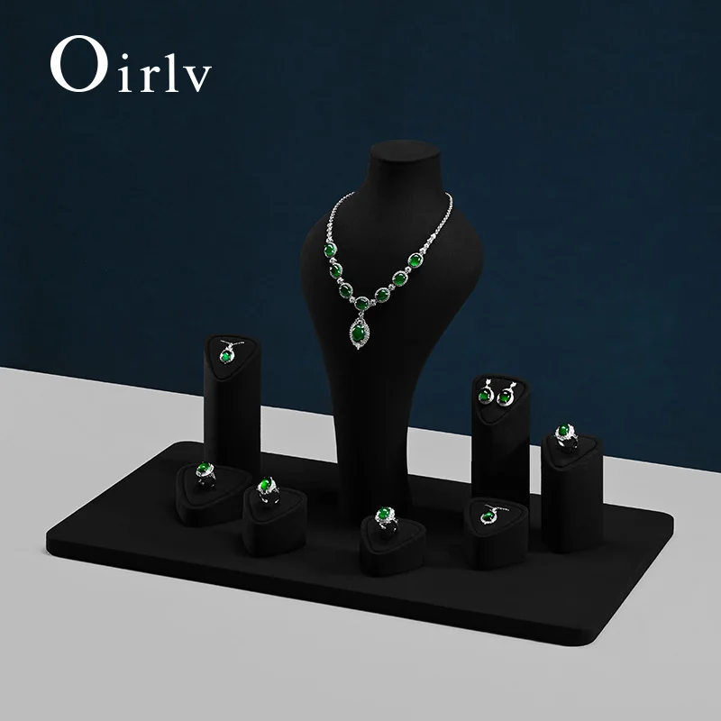 Oirlv Jewelry Display Set Black Velvet Human Body Model And Stand Suitable For Necklace Holders Rings Earrings Storage Jewelry