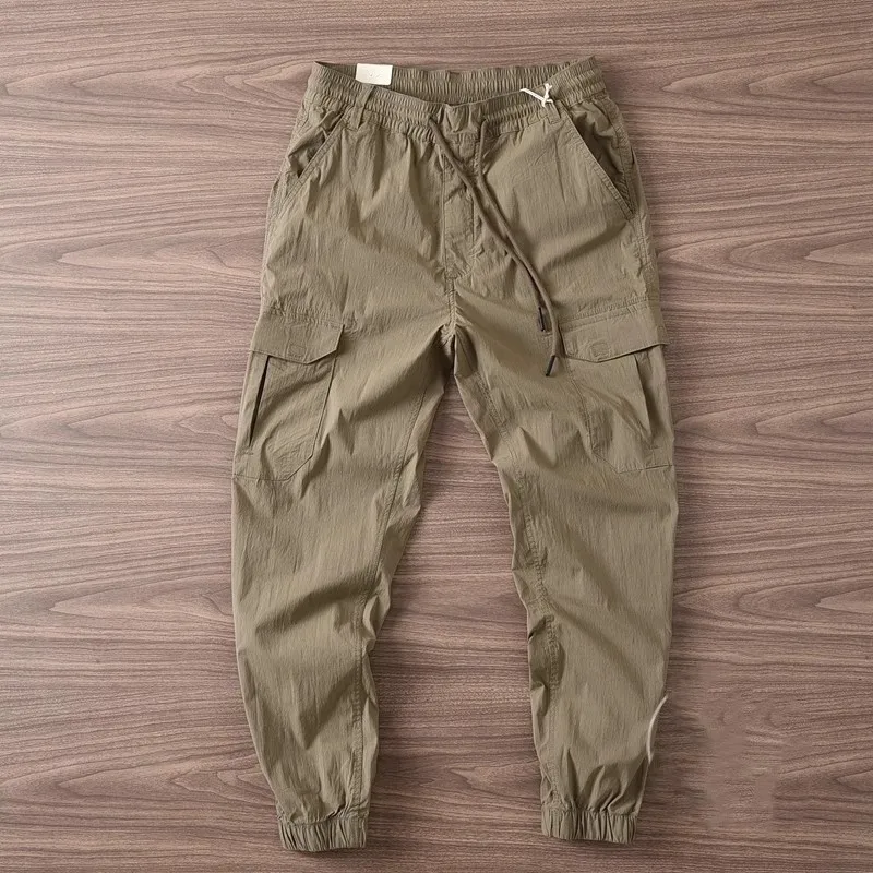 

New 2025 Men's Large Size Thin Work Trousers Multi-ket Wear-Resistant Summer Casual Pants Youth Faion Long Pants