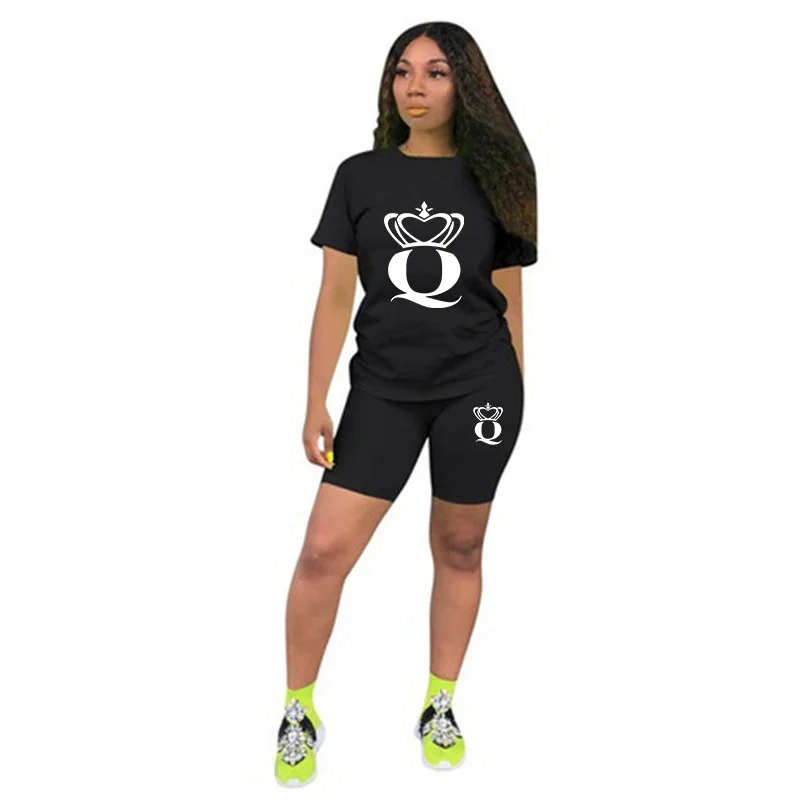 2026 Summer Hot Sale Women's Shorts Tracksuit Queen Printed Sportswear Fashion Sexy Streetwear Outdoor Casual Sports Outfits