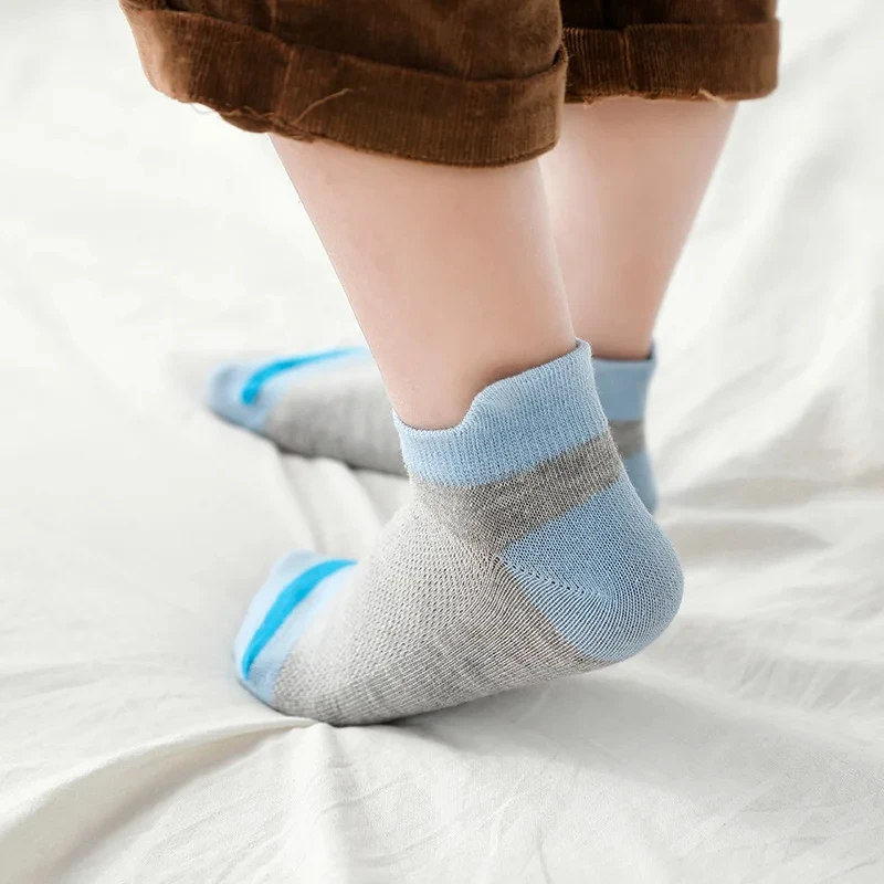 Chaussettes en maille respirante pour enfants, chaussettes bateau décontractées pour garçons, printemps et été, 5 paires