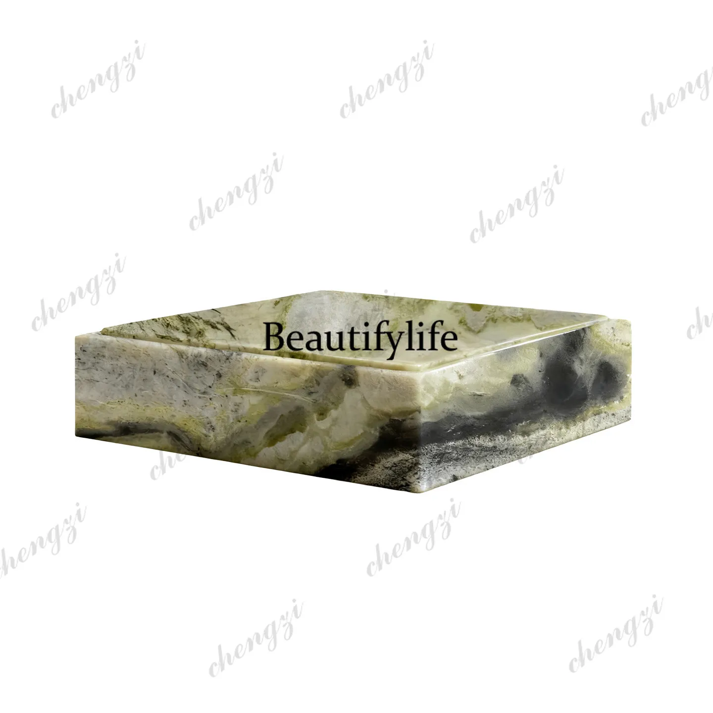 P37 light luxury minimalist square coffee table living room household natural marble high-end tea table