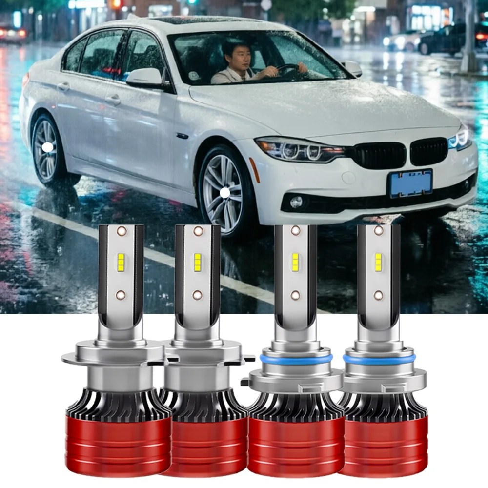 H7 9005 Hi/Lo Beam Auto-LED-Scheinwerferlampen 60000LM 3570 CSP 6000K mit internem Treiber Ersatz-Glühbirnen 360-Grad-Autolicht
