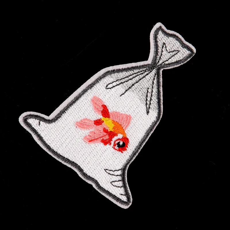 Goldfish Embroidered Patches for Clothes, Iron on Garment Applique, DIY Accessory, Party Decor, Animal, 1 Piece