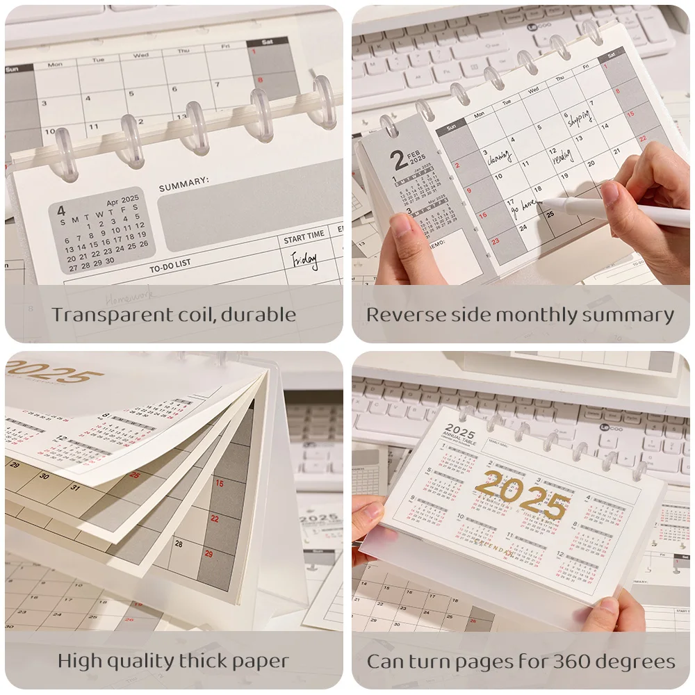 2025-2026 Transparent Waterproof PVC Cover 2 Years Desk Calendar With To Do List Notepad Memo Acrylic Coil Monthly Planner