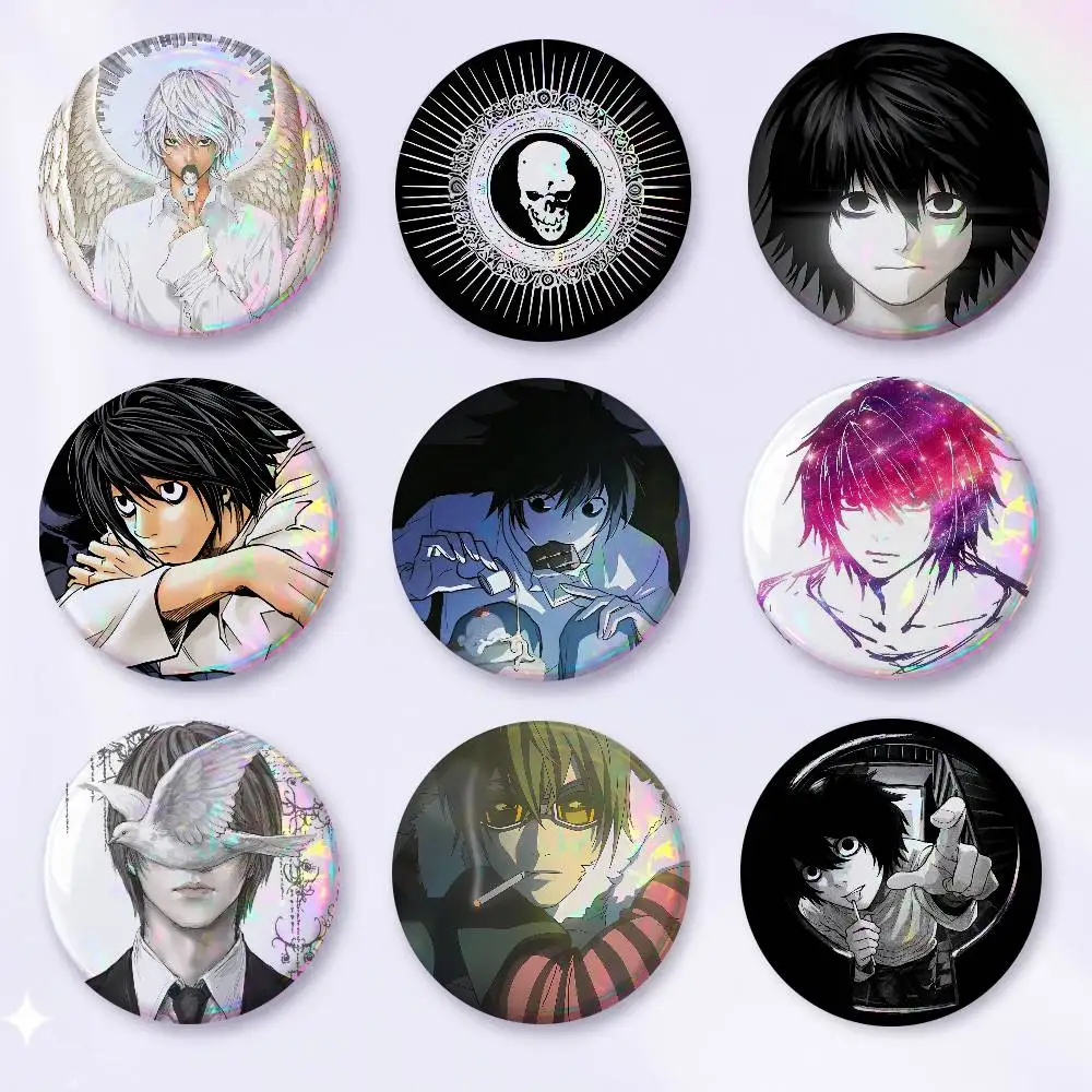 A-D-Death-S A-Note Creative Round Button Pins Badge Set Cartoon Anime Movie Music Pattern Brooches For Bags Jackets