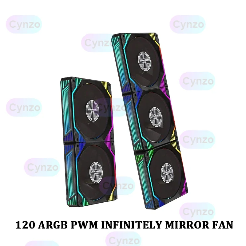 Охлаждающий вентилятор Infinitely Mirror Case 120 мм AURA SYNC 5 В 3-контактный ARGB PWM 12 см Вентилятор с лопастями вперед и назад Компьютерный воздушный охладитель