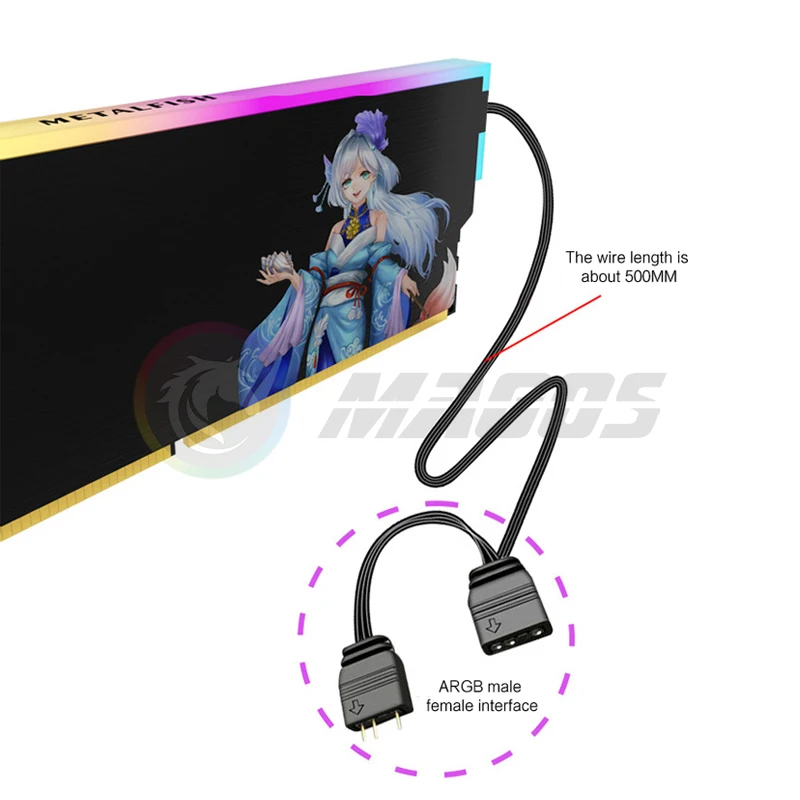 Picture 5: Metalfish Nigigen Pattern Universal RAM Memory Vest for DDR5 DDR4 DDR3 Module Heatsink 5V ARGB, Desktop Computer Cooling Part